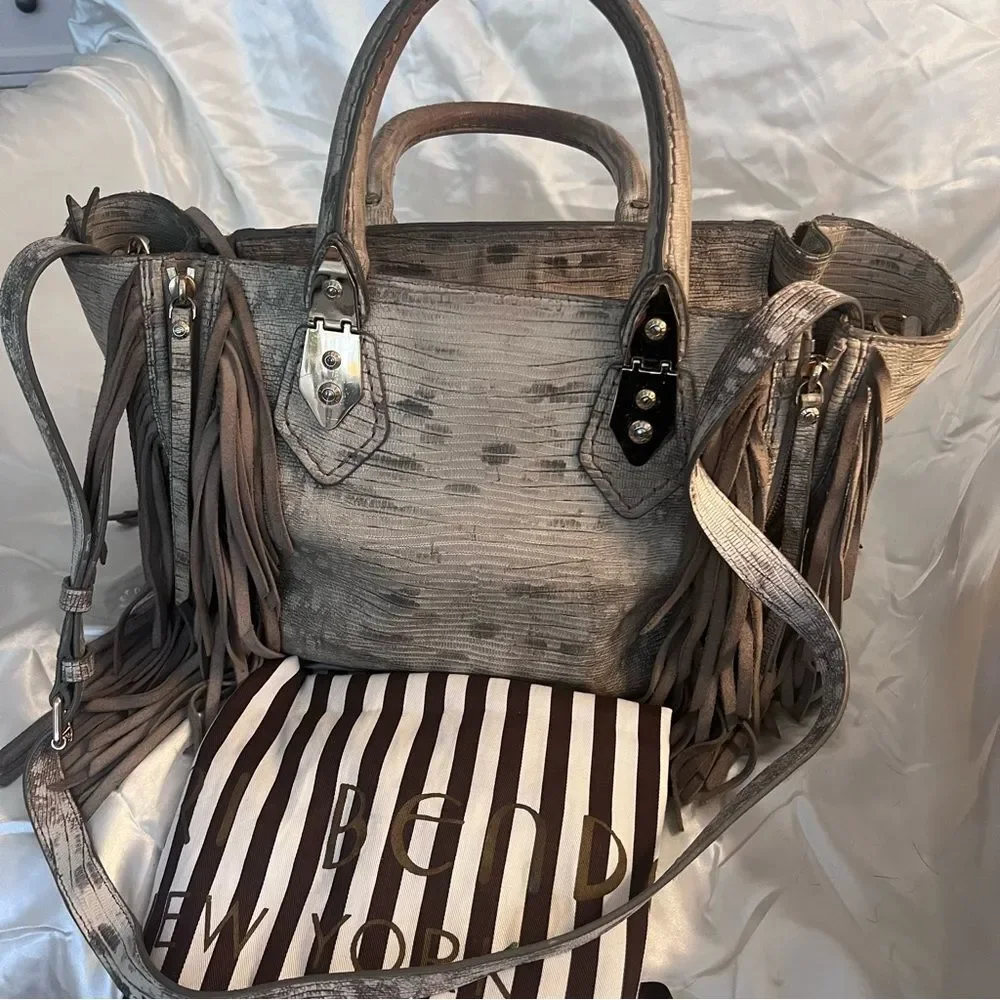 Henri Bendel Brunch Fringed Tote - Lizard